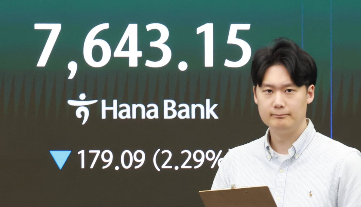 코스피 7643 마감, 장중 7999 찍은 뒤 2.3% 하락
